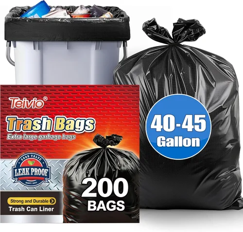 Miniatura 21 de Teivio - Bolsas de basura grandes negras de 64 a 65 galones, 13 unidades, grandes multiusos, se adaptan a contenedores de basura de 60, 62, 63, 64