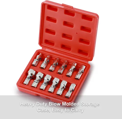 Miniatura 7 de CASOMAN 12 piezas 1/4" Juego de llaves ajustables universales de cabeza flexible, métricas, de 5 mm a 15 mm, 6 puntas, CR-V, cabeza giratoria