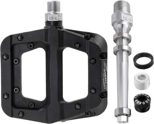 Miniatura 6 de FOOKER Pedales MTB para bicicleta de montaña, 3 rodamientos, antideslizantes, ligeros, de fibra de nailon, pedales de plataforma de bicicleta