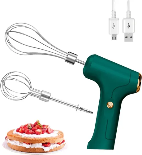 Electric Hand Whisk, USB Rechargeable, Wireless Portable Egg Beater with 2 Detachable Whisks with 3 Speed Modes for Eggs/Milkshake Cream/Butter/Baby