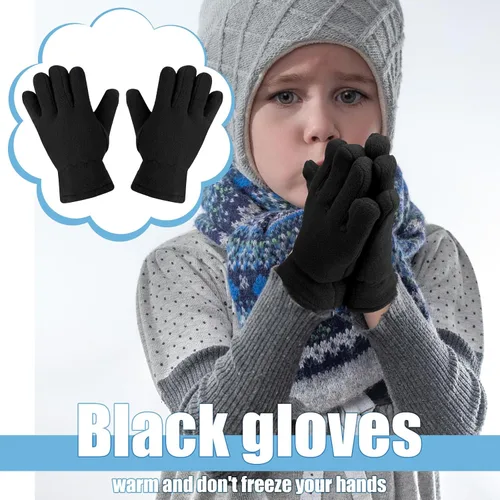 Miniatura 5 de SATINIOR 3 pares de guantes de invierno de forro polar para niños y niñas, guantes cálidos para niños y niñas, suministros de actividades al aire