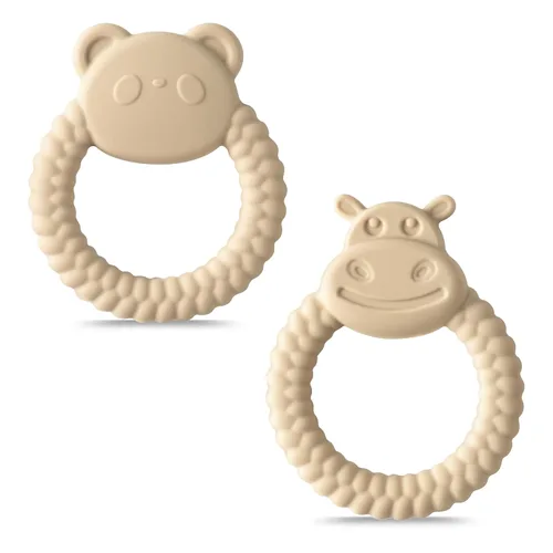 Miniatura 9 de Juguetes mordedores de silicona para bebés de Navidad, 2 piezas, anillo de dentición para regalo de ciervos, mordedor, suave, juguete sensorial