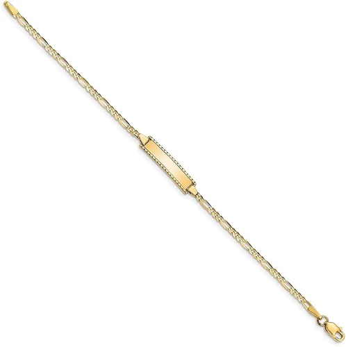 Miniatura 2 de Jewels By Lux Pulsera de identificación de eslabones Figaro personalizada de oro amarillo de 10 quilates grabable para mujer, longitud 6 pulgadas