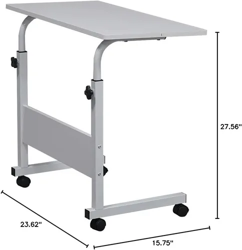 Miniatura 3 de Mesa auxiliar con ruedas, mesa auxiliar de aperitivos con ruedas, mesa auxiliar móvil de altura ajustable, estación de trabajo portátil, mesa
