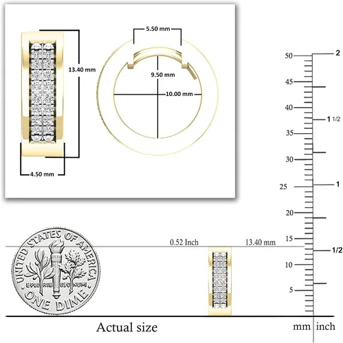 Miniatura 5 de Dazzlingrock Collection Round Diamond Double Row Unisex Hoop Earrings in Gold