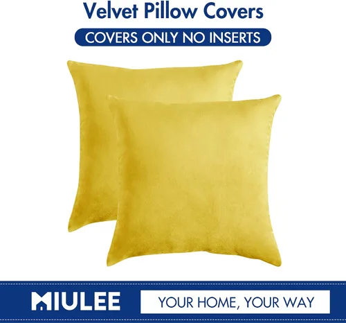 Miniatura 5 de MIULEE Juego de 2 fundas de almohada cuadradas decorativas de terciopelo suave con rellenos de almohada de 18 x 18 pulgadas