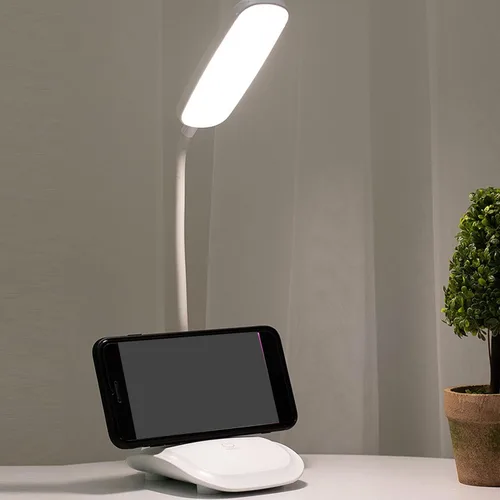 Miniatura 3 de Lámpara de escritorio LED, control táctil, temperatura de color de tres niveles, carga USB, lámpara de mesa, luz de lectura para dormitorio, Blanco