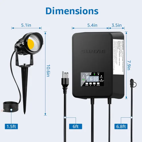 Miniatura 8 de SUNVIE Paquete de 12 luces de paisaje de bajo voltaje con transformador de 300 W, kit de iluminación LED de paisaje de 12 a 24 V, 3000 K, focos