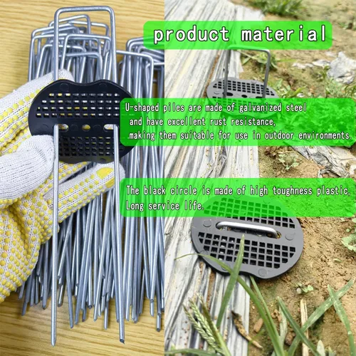 Miniatura 6 de 200 grapas de paisaje con 200 juntas con 1 gancho, estacas de jardín resistentes de 6 pulgadas en forma de U de calibre 11 para tela de barrera