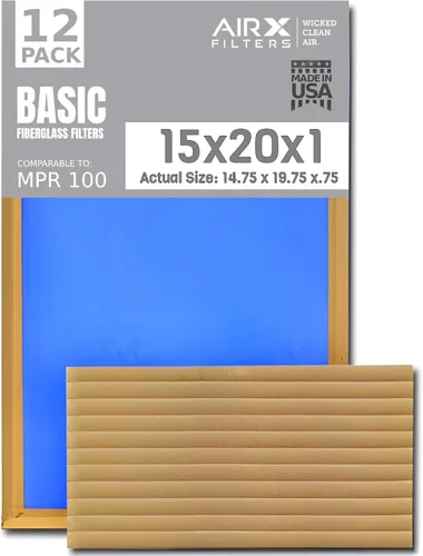 Miniatura 33 de Filtro de aire de 10 x 10 x 1 pulgadas, comparable a los filtros de horno económicos básicos MPR 100, paquete de 12 filtros de fibra de vidrio