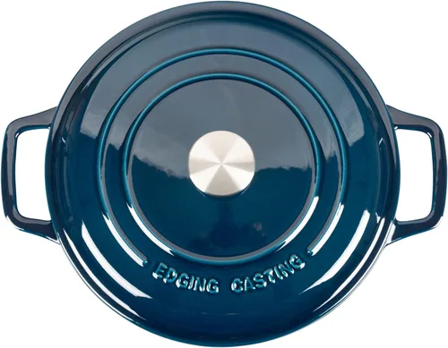 Miniatura 6 de EDGING CASTING Olla de horno holandés de hierro fundido esmaltado con tapa, horno holandés para hornear pan de masa madre redondo con asa doble, 6