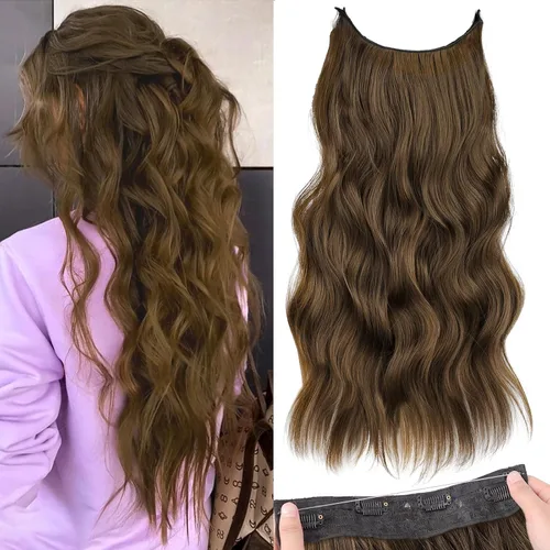 Miniatura 15 de KooKaStyle - Extensiones de cabello con hilo invisible, diadema transparente, ajustables, 4 clips fijadores, cabello largo y ondulado de 12