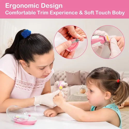Miniatura 2 de Cortauñas Eléctrico para Bebés Recién Nacidos y Niños Pequeños, Juego Seguro de Cortauñas para Bebés con Luz y 6 Cabezales de Repuesto, Lima de Uñas