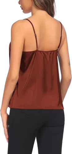 Miniatura 5 de Ekouaer - 3 Pack Camiseta sin mangas de satén de seda para mujer, con cuello en V, tirantes delgados, holgada, paquete de 3