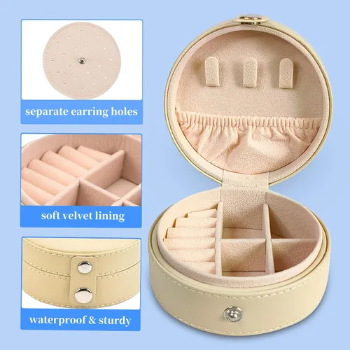 Miniatura 5 de FYTSDIK Organizador de joyas, estuche de joyería de viaje, caja de joyería pequeña, accesorios esenciales de viaje para mujeres, collar de anillos