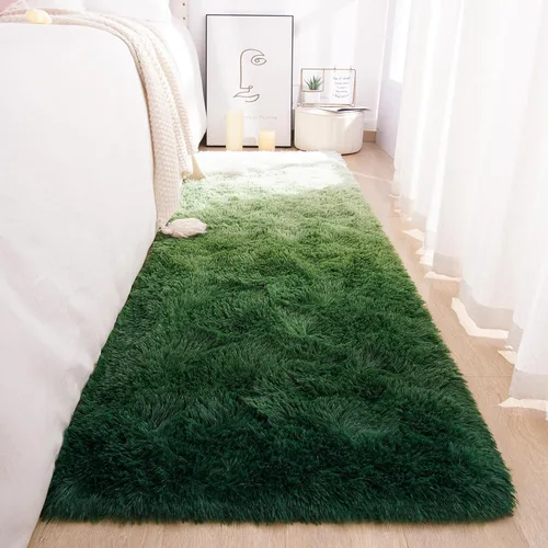 Miniatura 6 de DweIke Alfombras peludas de lujo para dormitorio, 2 x 6 pies, alfombra de pasillo esponjosa para niñas y niños, antideslizante, extra cómoda