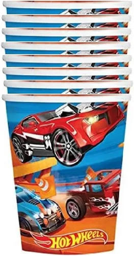 Miniatura 3 de Amscan Hot Wheels - Paquete de suministros para fiesta de cumpleaños, incluye vasos de papel para fiestas, 16 tazas