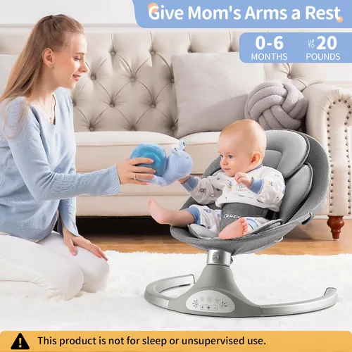 Miniatura 3 de LAREX Columpio para Bebé Columpio Infantil Mecedora Eléctrica para Niños Pequeños Portátil para Recién Nacidos Niño Niña, 5 Velocidades de Balanceo
