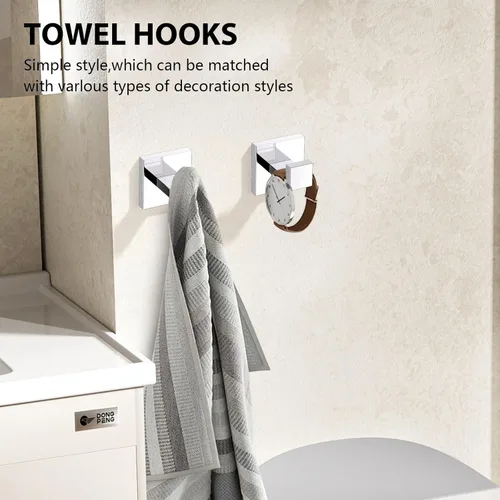Miniatura 4 de YACVCL Juego de 5 piezas de accesorios de hardware para baño 60 cm Barra de toalla Kit moderno de toallero Acero inoxidable montado en la pared