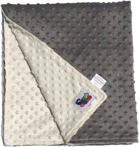Miniatura 3 de Manta de bebé suave unisex reversible para niños Minky Dot - (crema/gris)