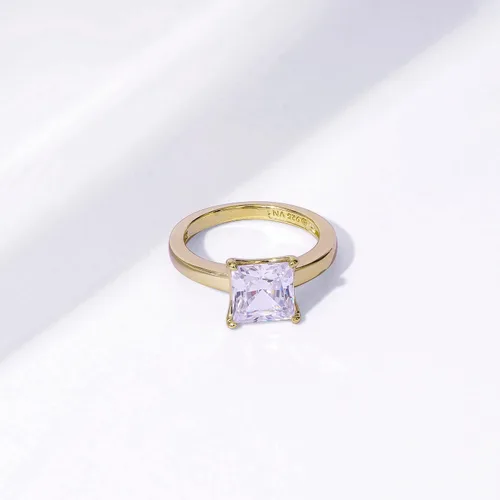 Miniatura 3 de Tienda Collection Anillo solitario de plata de ley chapada en platino o oro con circonita infinita de elementos