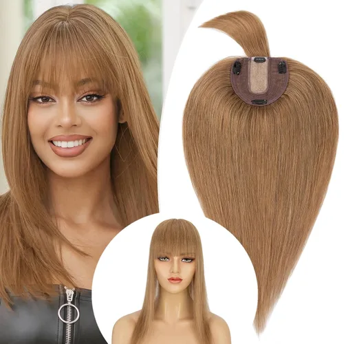 Miniatura 168 de Rich Choices Pelucas con topper de cabello para mujeres, cabello humano real 100% Remy, sin flequillo, para mujeres con adelgazamiento en la parte