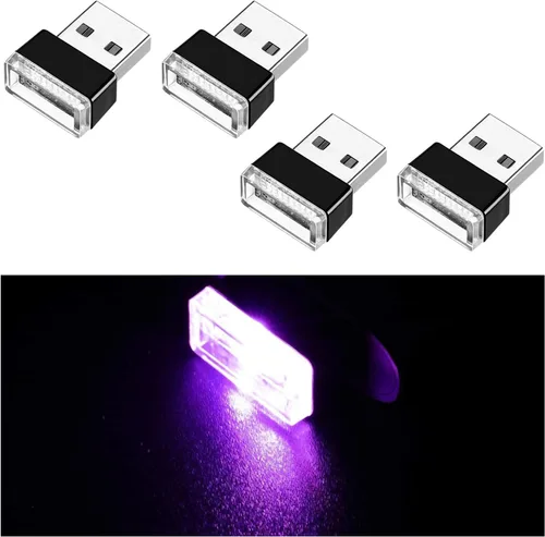 Miniatura 20 de Ziciner 6 PCS Lámpara de Ambiente Interior de Coche LED USB, Mini Luz Nocturna LED Portátil, Kit de Iluminación Ambiental de Maletero con Interfaz