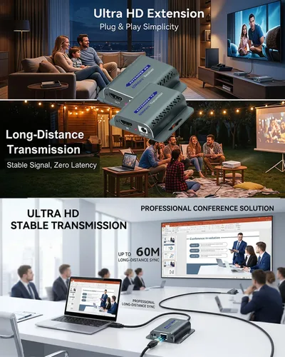 Extensor HDMI sobre CAT5e/6, HDMI a través de Ethernet, HD MI sobre cat6 con 200 pies para 1080 @60 Hz, convertidor RJ45 a HD Plug & Play con