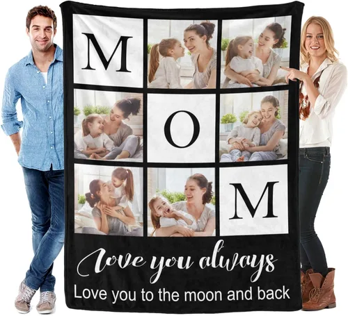 Miniatura 34 de Manta personalizada con fotos y texto para mamá, papá, bebé, familia, amigos, manta personalizada para cumpleaños, Navidad, para mujeres, hermana