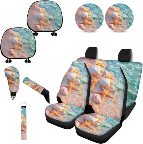 Miniatura 22 de Forchrinse Bee - Juego de fundas para asiento delantero y trasero con funda para palanca de cambios de freno de mano, funda para reposacabezas