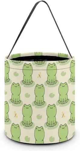 Miniatura 7 de Lindas ranas Kawaii de Halloween, cubo de truco o trato, bolsa de dulces para niños, decoraciones de Halloween