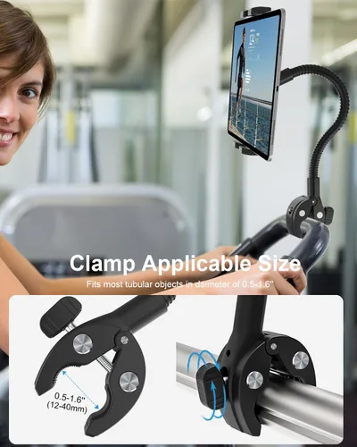 Miniatura 5 de Soporte para tablet de cuello de cisne para silla de ruedas, cochecito, carrito de golf, barco, soporte de micrófono, bicicleta de ciclismo