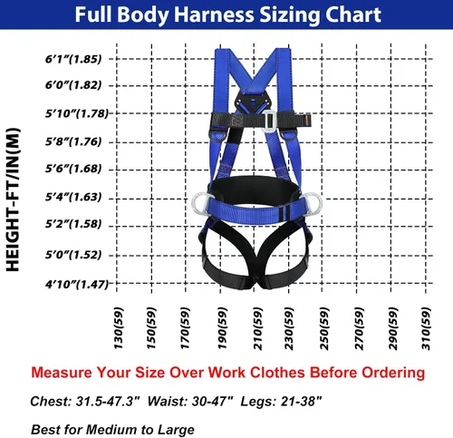 Miniatura 6 de TT TRSMIMA Safety Harness Fall Protection Kit - Full Body Roofing harnesses with Shock Absorbing Lanyard Upgrade Paded