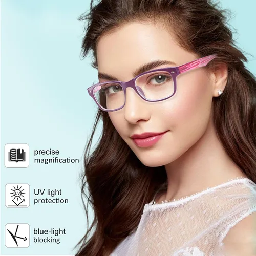 Miniatura 5 de BLOEXCLU Paquete de 6 lentes de lectura para mujeres y hombres, bloqueo de luz azul, bisagra de resorte, lectores de computadora, antifatiga