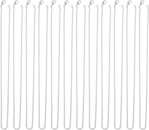 Miniatura 7 de Outus paquete de 12 cadenas de hierro para bricolaje, collares plateados con cierre de langosta para suministros de joyería (50,8 cm)