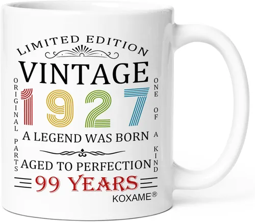 Miniatura 30 de Regalos de cumpleaños número 100 para hombres, taza de café vintage de 1926 de 11 onzas para mujeres, regalo de broma para hombre de 100 años