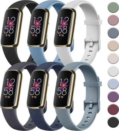 Miniatura 14 de Tobfit Paquete de 6 correas deportivas compatibles con correas Fitbit Luxe para mujeres y hombres, correas de silicona suave impermeables