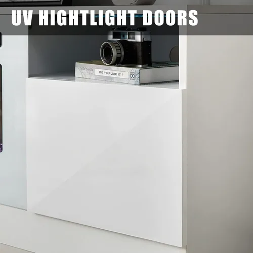Miniatura 4 de AMERLIFE - Soporte de TV con chimenea, centro de entretenimiento con luz LED y chimenea eléctrica de 36 pulgadas, soporte de entretenimiento moderno