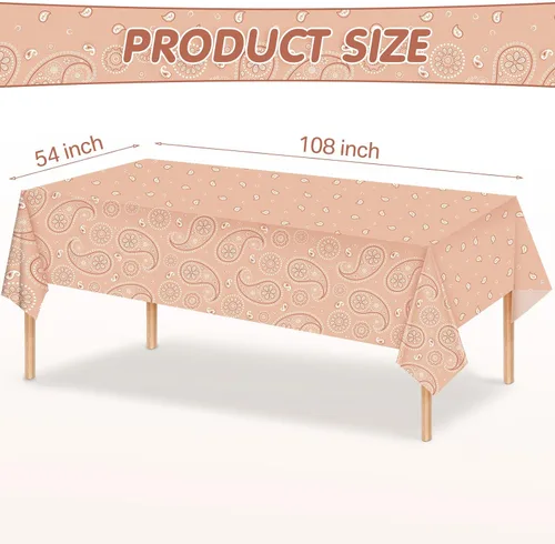 Miniatura 2 de Tatuo Mantel de fiesta del oeste con estampado de cachemira, mantel de bandana, mantel de plástico rectangular con flores para fiesta temática