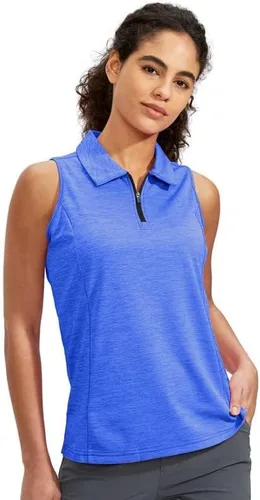 Miniatura 4 de Viodia Camiseta de golf sin mangas para mujer, con cremallera, de secado rápido, camisetas polo para mujer, ropa de golf