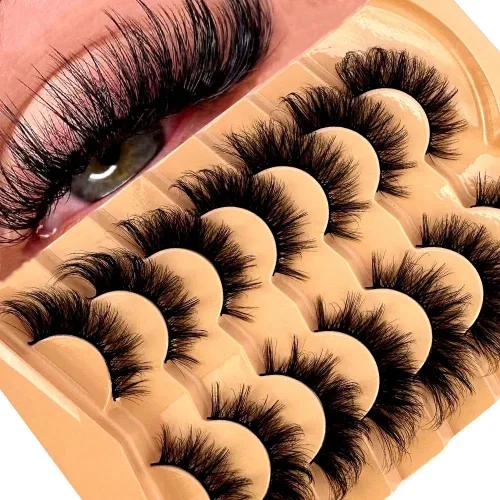 Miniatura 18 de 7 pares de pestañas de ojo de gato 3D pestañas postizas naturales 5D esponjosas suaves cruzadas pestañas manga pestañas Wispy Natural pestañas