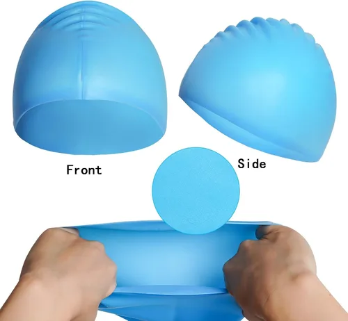 Miniatura 5 de Gorro de natación para niños y niñas, gorro de natación de silicona para cabello corto con gafas de natación y clip para la nariz, gorras de baño