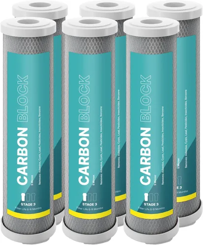 Miniatura 10 de NU Aqua Filtro de bloque de carbono de ósmosis inversa de repuesto de 10 pulgadas – Cartucho universal de sistema de filtración de agua RO de 5