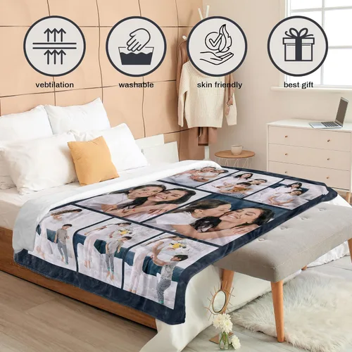 Miniatura 4 de Manta personalizada con fotos, manta personalizada de collage de 8 fotos, manta personalizada con imágenes, para memoria familiar, cumpleaños