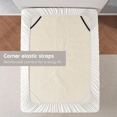 Miniatura 5 de Nestl Sábana bajera ajustable de bolsillo extra profundo color blanco hueso Queen, Sábana bajera Queen de lujo hotelero solamente, se ajusta 02