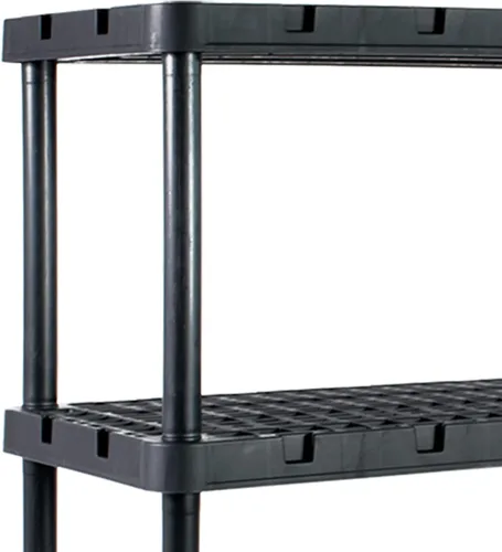 Miniatura 8 de Gracious Living Estantería de almacenamiento de 4 estantes, resistente para el hogar y el garaje, color negro, estantes organizadores de plástico