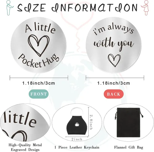 Miniatura 2 de Sureio Ficha de recuerdo de bolsillo para relaciones a larga distancia, recuerdo de acero inoxidable, regalo inspirador de doble cara con llavero