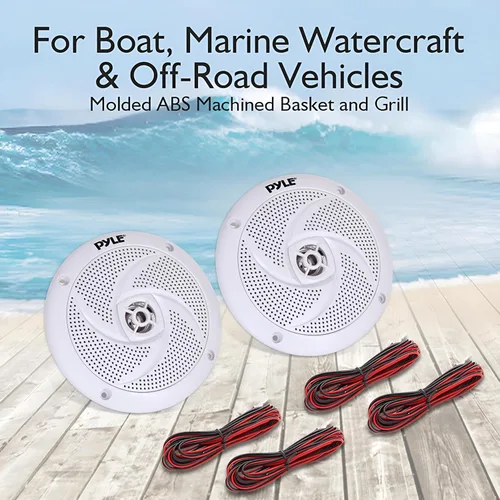 Miniatura 2 de Pyle Altavoces marinos - Sistema de sonido estéreo de audio estéreo de 4 pulgadas, 2 vías, impermeable y resistente a la intemperie, con 100 vatios
