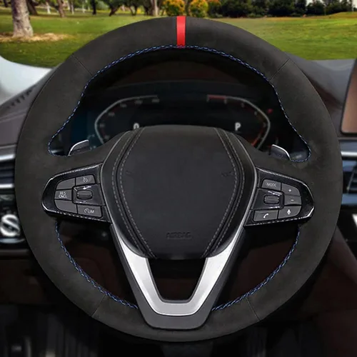 Miniatura 10 de BORATO Cubierta de volante de gamuza para automóvil, para BMW G20 G21 G30 G31 G32 X3 G01 X4 G02 X5 G05 X7 G07 Z4 G29