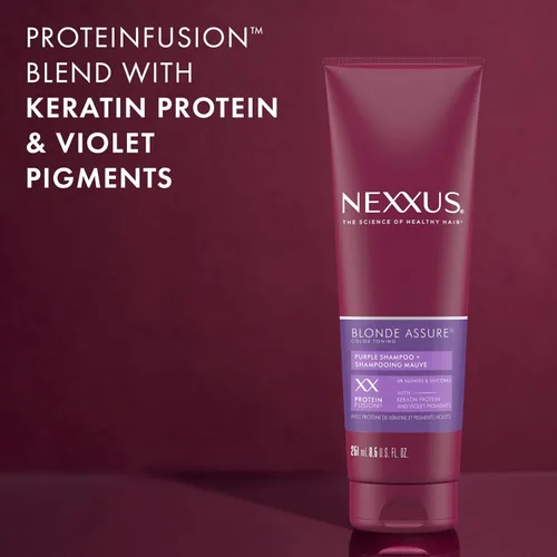 Miniatura 4 de Nexxus Blonde Assure - Champú morado para el cuidado del color del cabello rubio, proteína de queratina, 8.5 onzas